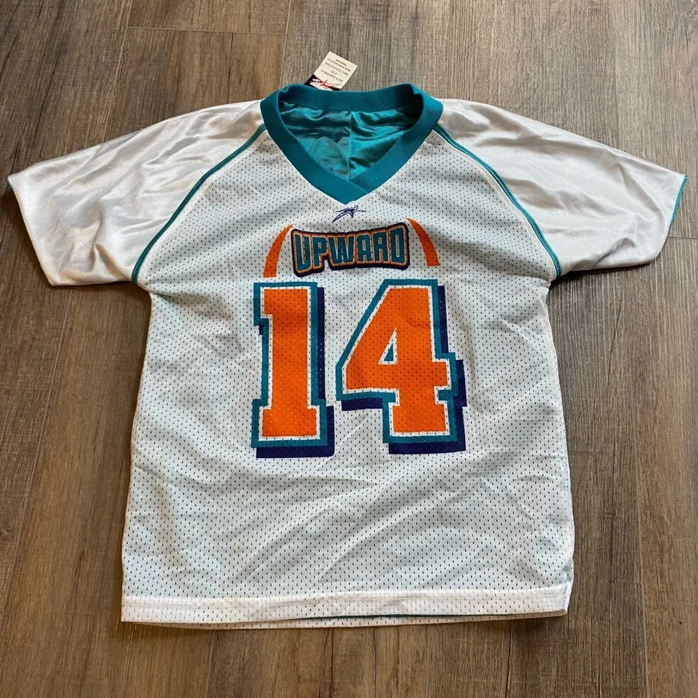 Upward Sports Reversible Basketball Jerseys Youth Teal White Orange Size YM (2)‎